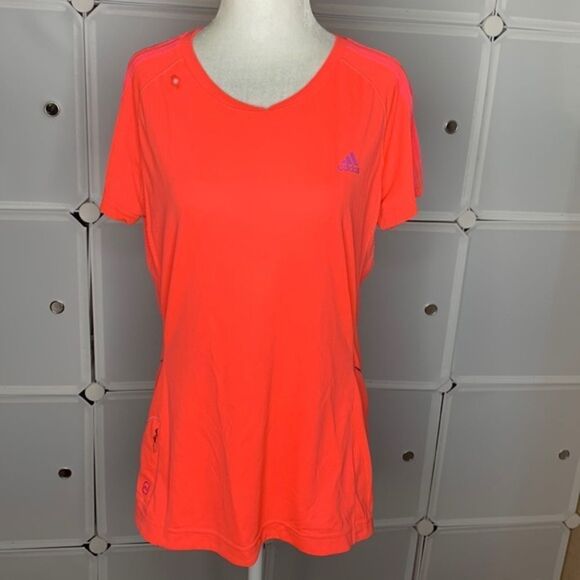 Adidas Supernova Short Sleeve Top Size Large Bright Coral - Picture 1 of 12